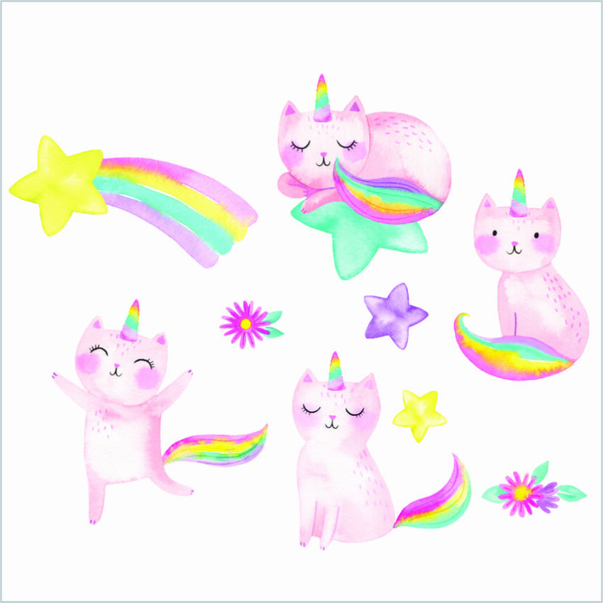 Rainbow Unicorn Cats Wall Sticker | Wall Art Studios