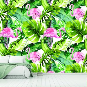 Flamingo's in Watercolour Wallpaper