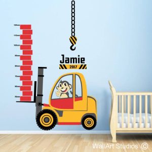 Forklift Construction Growth Height Wall Decal