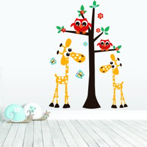 Giraffes & Owls Wall Decal