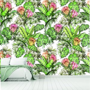 King Protea Flowers & Monstera Leaves