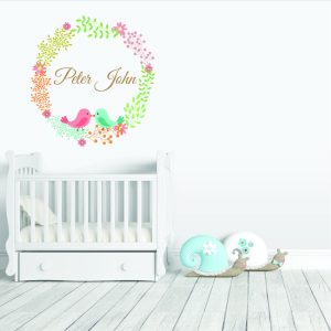 Wreath with Name wall sticker