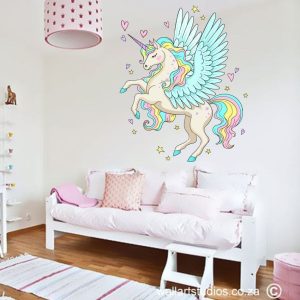 Unicorn with Stars & Hearts Wall Sticker