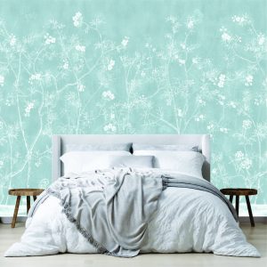 Oriental Duck Egg Blue Garden Wallpaper